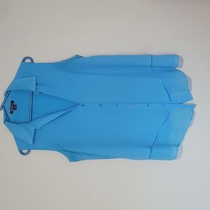 Roaman's sleeveless blue blouse
